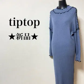 새상품 tiptop 리브 니트 원피스 프릴 넥