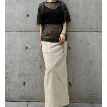 새상품급 LE CIEL BLEU 메쉬 레이스 빅 상의 블랙 36