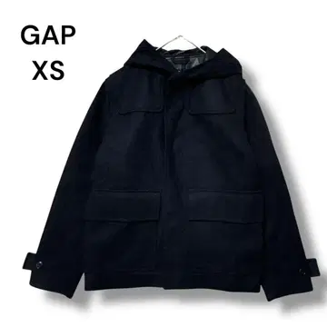 갭 울 코트 코팅 방풍 XS 긴팔 네이비 후드