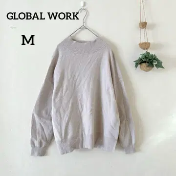 GLOBAL WORK M 라이트 베이지 니트 보트넥 크루넥