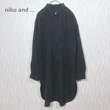 (니코앤드) 롱 셔츠 원피스 블랙 루즈핏 튜닉 겉옷