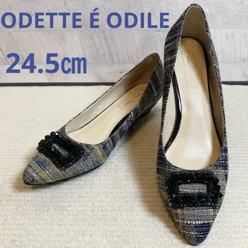 Odette e Odile 펌프스 트위드 블루 비쥬 24.5cm