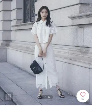 [ 거의 새상품 ] 프로포션 바디 드레싱 단추 달린 레이스 내로우 스커트