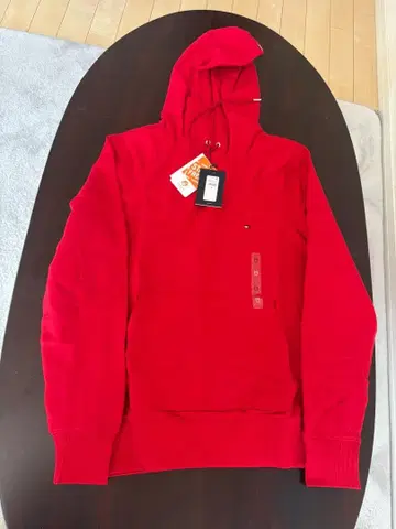 타미 힐피거 빨간색 후드 부착 후드티 M