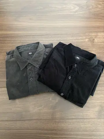 [ 새상품급 ] UNIQLO 가는 골 코듀로이 셔츠 2장 / 블랙, 차콜