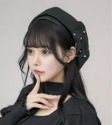 pium 비쥬 리본 베레모 블랙