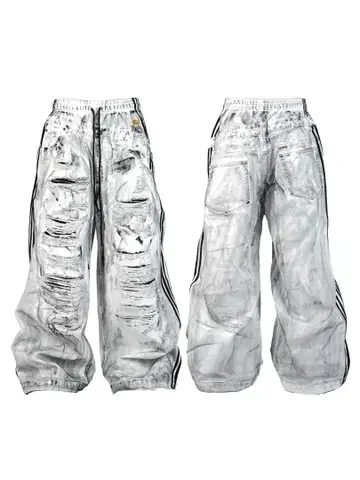 익일 배송 RYE CHASIN 배기 트랙 팬츠 y2k 화이트