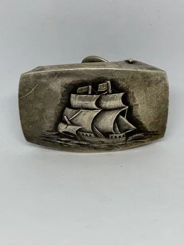 배 그림 은제 silver 벨트 버클 앤티크 약 21g 0825