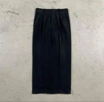 빈티지 와이드 블랙 투턱 슬랙스