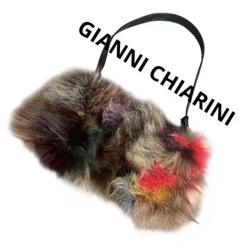 새상품급 GIANNI CHIARINI 컬러풀 퍼 숄더백