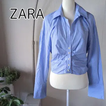 ZARA 프론트 셔링 스트라이프 셔츠 드롭 숄더