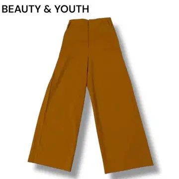 BEAUTY & YOUTH 머스타드 와이드 팬츠 밴딩 스트레치