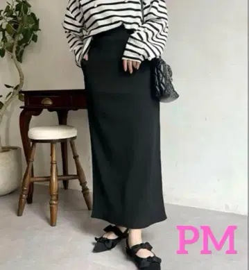 PM 사이즈 prose verse 허리 드로스트 컷 리브 내로우 스커트
