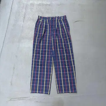 80s Lacoste 프랑스제 체크 팬츠 코튼 슬랙스 남성용