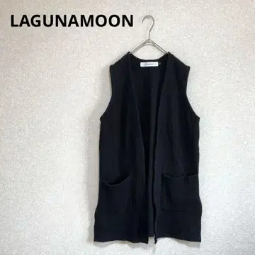 LAGUNAMOON 라그나문 롱 니트 베스트 베스트 블랙 F