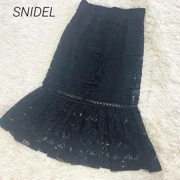 스나이델 레이스 스커트 블랙 롱 꽃무늬 머메이드