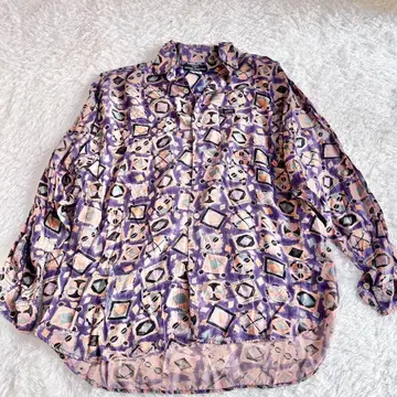 GUESS 게스 빈티지 기하학 패턴 올 패턴 셔츠 퍼플 M
