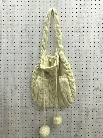 레트로 컨트리 트레디셔널 걸리시 구제 의류 잡화 케이블 짜임 니트 백