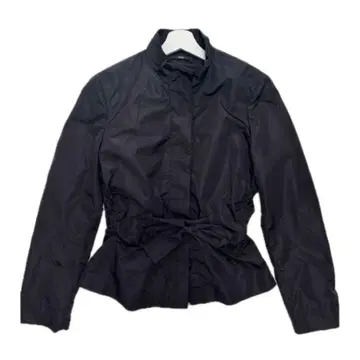 BOSS 휴고보스 허리 리본 나일론 자켓 코트 블랙