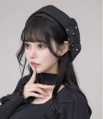 pium 비쥬 리본 베레모 블랙
