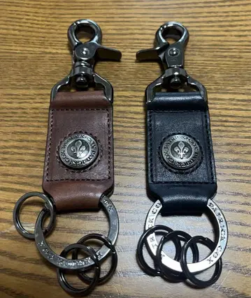 패트릭 콕스 가죽 키링 스냅 후크 포함 브라운 블랙