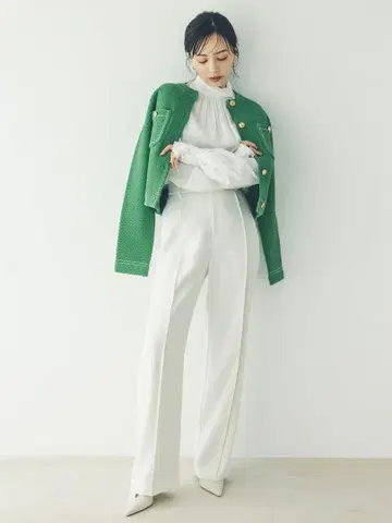 아뉴앙스 더블 새틴 스트레이트 팬츠 XS 아이보리 에크루