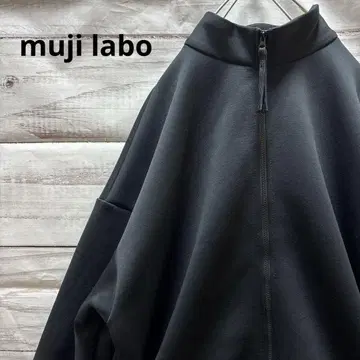 muji labo 이중 편직 맨투맨 블루종 남녀 공용 XL 블랙 무인양품