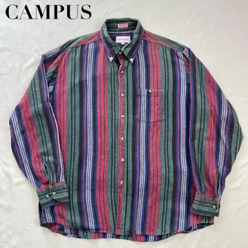 CAMPUS 캠퍼스 L 구제 의류 멀티 스트라이프 셔츠 버튼 다운