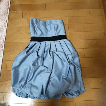 파티 드레스 플레어 스커트 라이트 블루 블랙 허리 밴딩