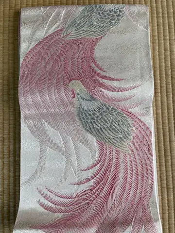 후쿠로 오비 공작 무늬 순수 실크