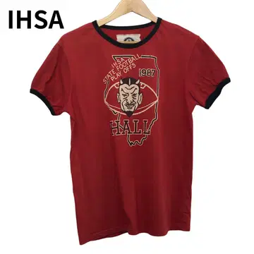 IHSA 링거 셔츠 이탈리아제 악마계 캐릭터 프린트 반팔 M