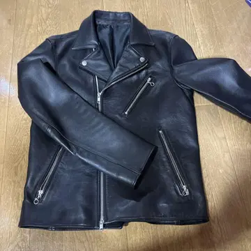 블랙 가죽 라이더 자켓
