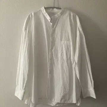 TICCA 밴드 카라 노카라 긴팔 셔츠 사이드 슬릿 화이트