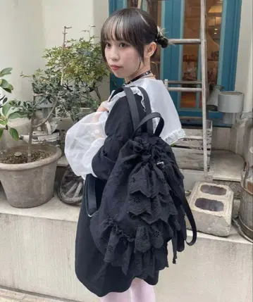 캔디 스트리퍼 프릴 디자인 블랙 레이스 백팩 컨디션 최상