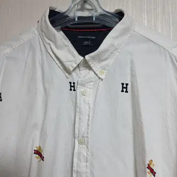 [ 새상품급 ] 타미힐피거 긴팔 버튼 다운 셔츠 XXXL 화이트 자수
