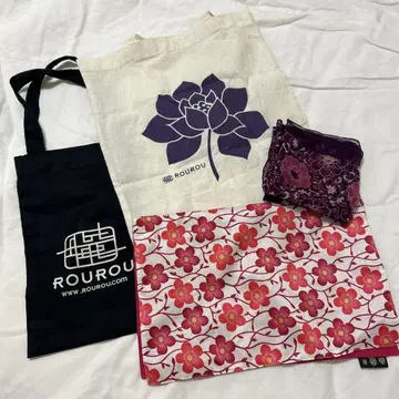 ROUROU 쇼핑백 런천매트 스카프 4종 세트 백 요코하마 차이나타운