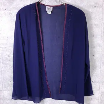 80's 90's 구제 의류 새틴 파이핑 시어 토퍼 가디건