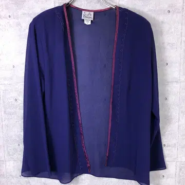 80's 90's 구제 의류 새틴 파이핑 시어 토퍼 가디건