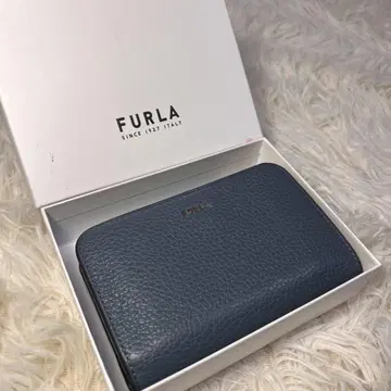 새상품급 FURLA 훌라 접이식 지갑 가죽 파랑 데님 블루 카프 스킨