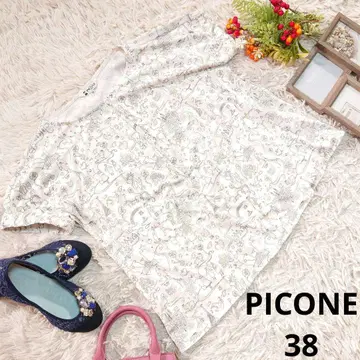 컨디션 최상 일본제 PICONE 셔츠/T셔츠 (M) 화이트/올 패턴
