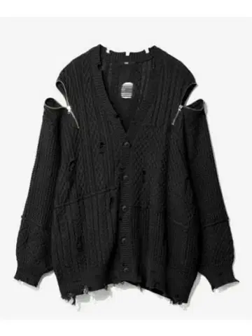 HARE BIG 데미지 ZIP 가디건 블랙