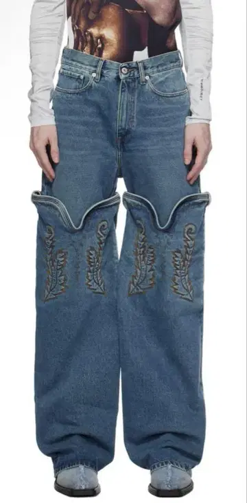 Y/PROJECT size28 네이비 cowboy cuff jeans