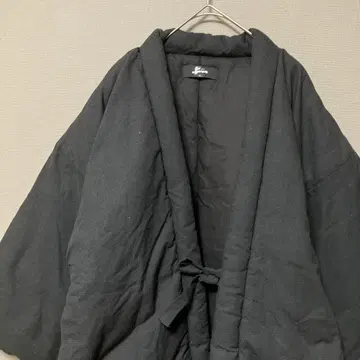 요이치 한텐(M) 블랙 폴리에스테르 충전솜 따뜻한 기모노 도테라