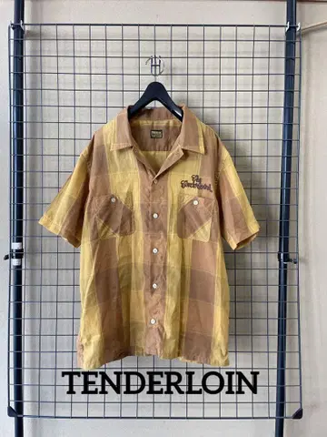 TENDERLOIN 텐더 로인 자수 로고 반팔 체크 셔츠 SHIRT