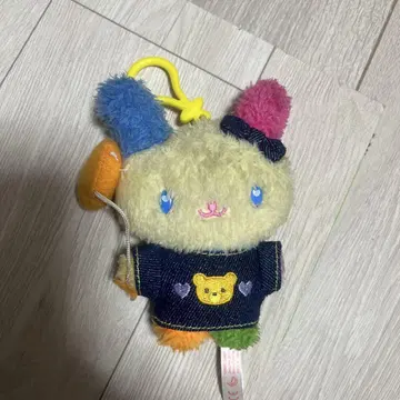 산리오 우사하나 데님 와펜 봉제 인형 키링 마스코트