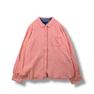 TOMMY HILFIGER 꽃무늬 코튼 셔츠 사이즈 XL 핑크