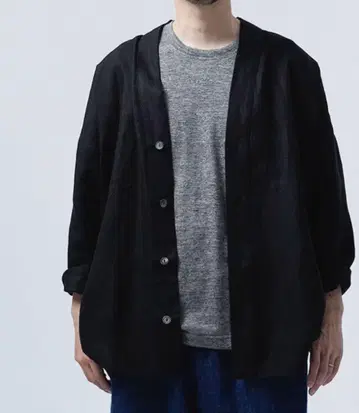 wafu. 린넨 가디건 블랙