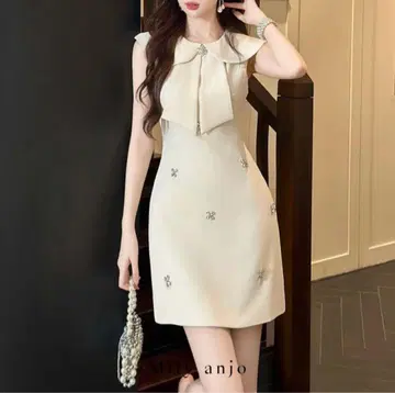 Mily anjo 빅 칼라 아이보리 원피스 S 사이즈