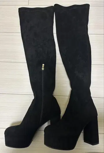 블랙 스웨이드 롱 부츠