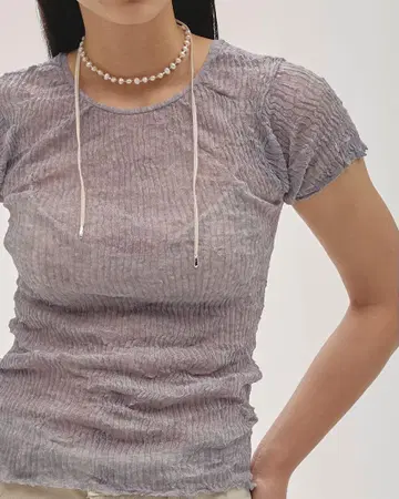 [ todayful ] 2way Sheer Knittops 퍼플